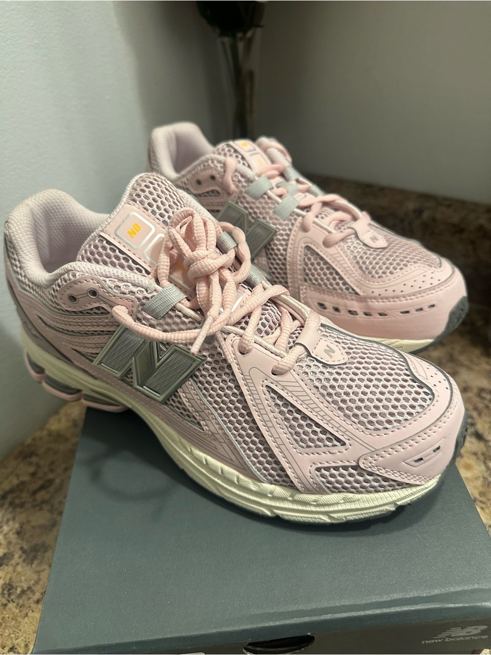 New Balance Pink and Cream Kids Athletic Sneakers